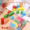 Colored Wooden 3D Geometric Shapes for Primary School Math: Cube, Cylinder, Rectangular Prism Building Blocks