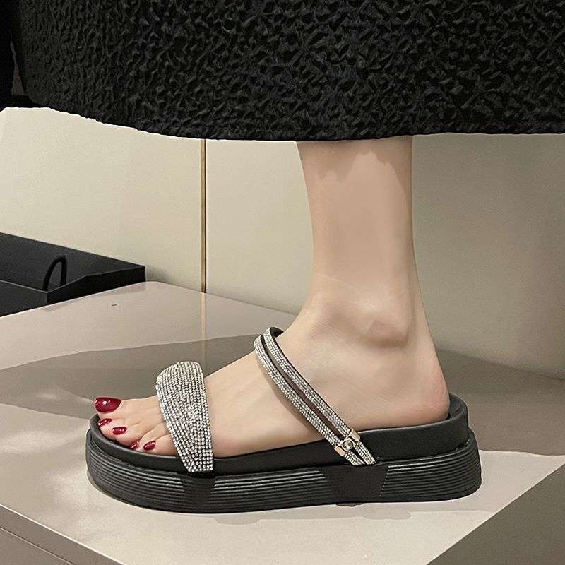 Two Wear Cool Slippers, Women Wear New Summer Muffin Thick Bottom Non-slip Women's Two-in-one Dual-use One-word Drag