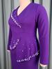 Beaded V-neck Waist-Cinched Long-Sleeve Banquet Midi Dress