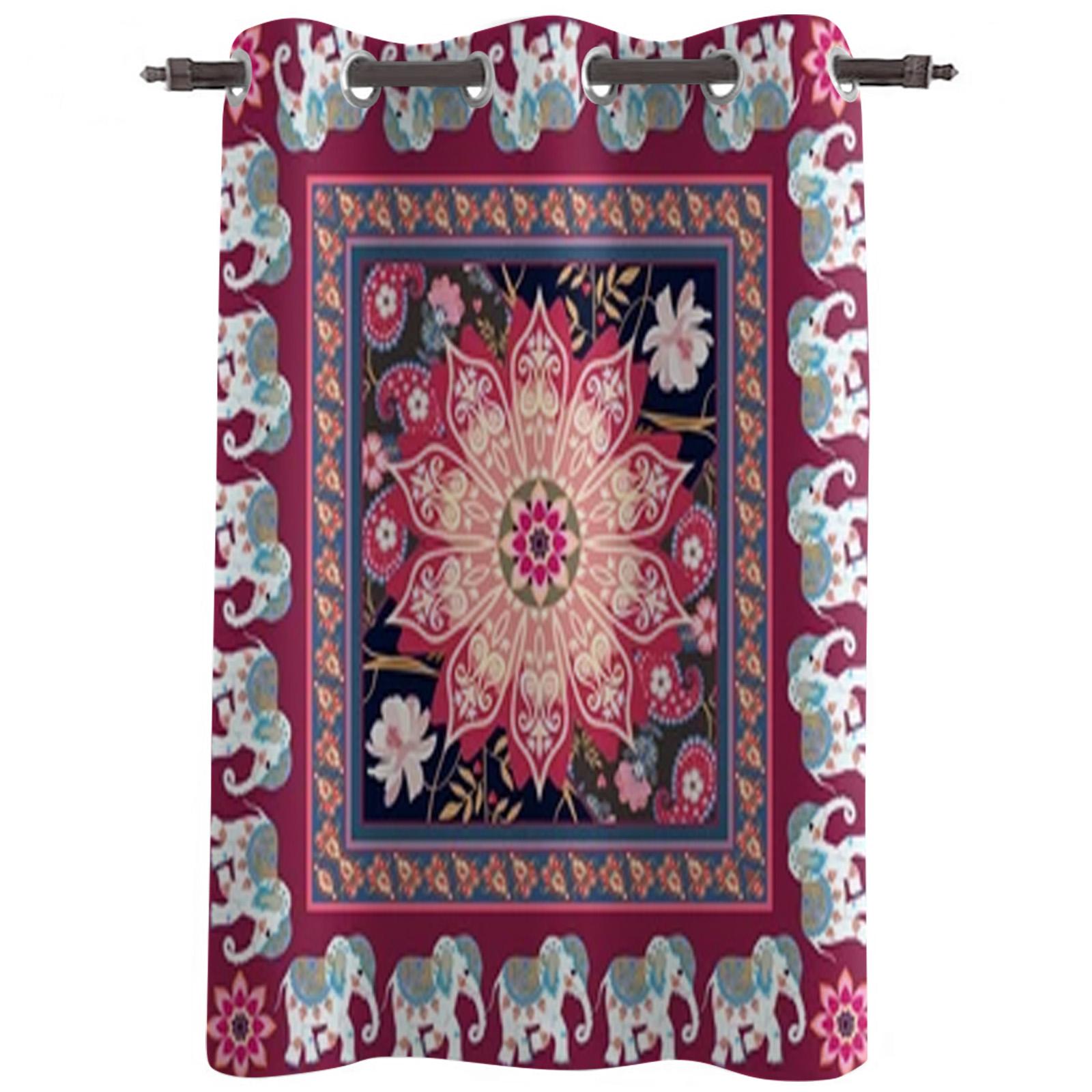 Милые этнические индийские слоны оконная занавеска для гостиной — фото 2