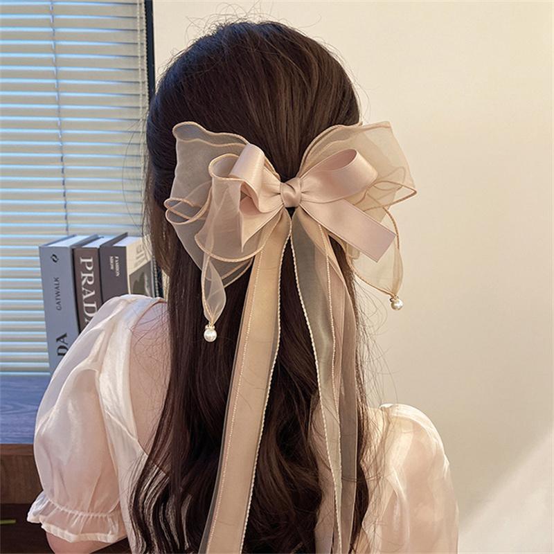 Super Immortal Hair Clip Women Large Bowknot Hairpin Barrettes Girls Solid Color Ponytail Clip Hair Accessories Headwear Gift