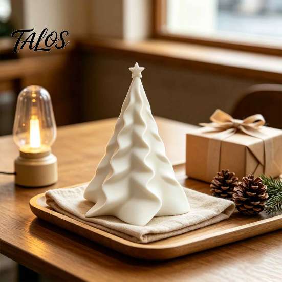 Durable Smooth Surface Holiday Figurine 3D Printed Pleated Christmas Tree Ornament, Small Wavy Desktop Gift for Friends Decoration with Star