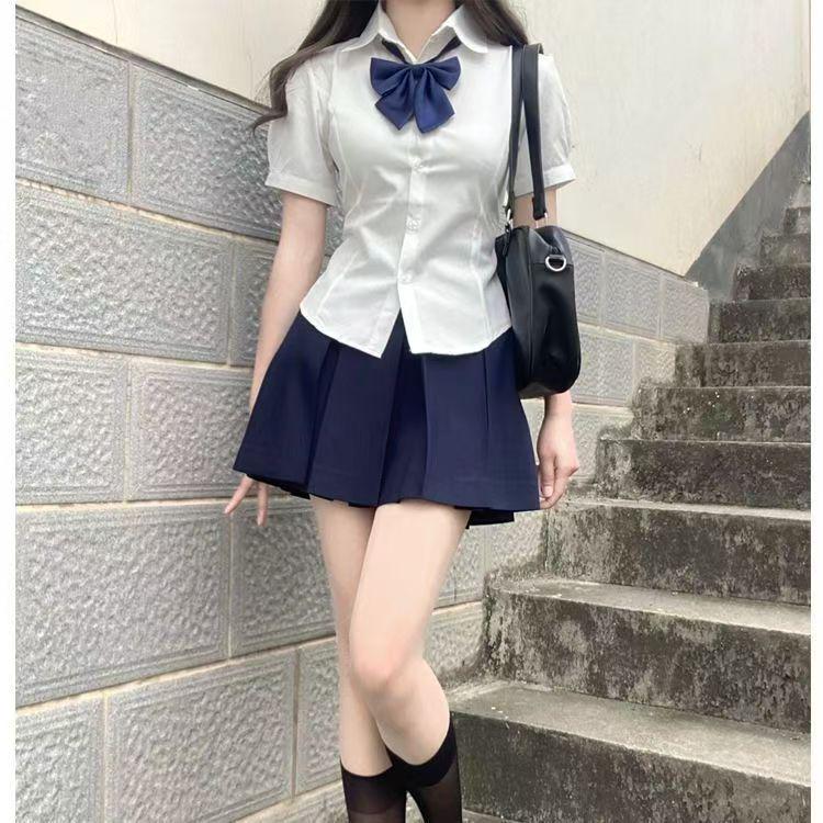 JK College Style Summer White Puff Sleeve Shirt for Women
