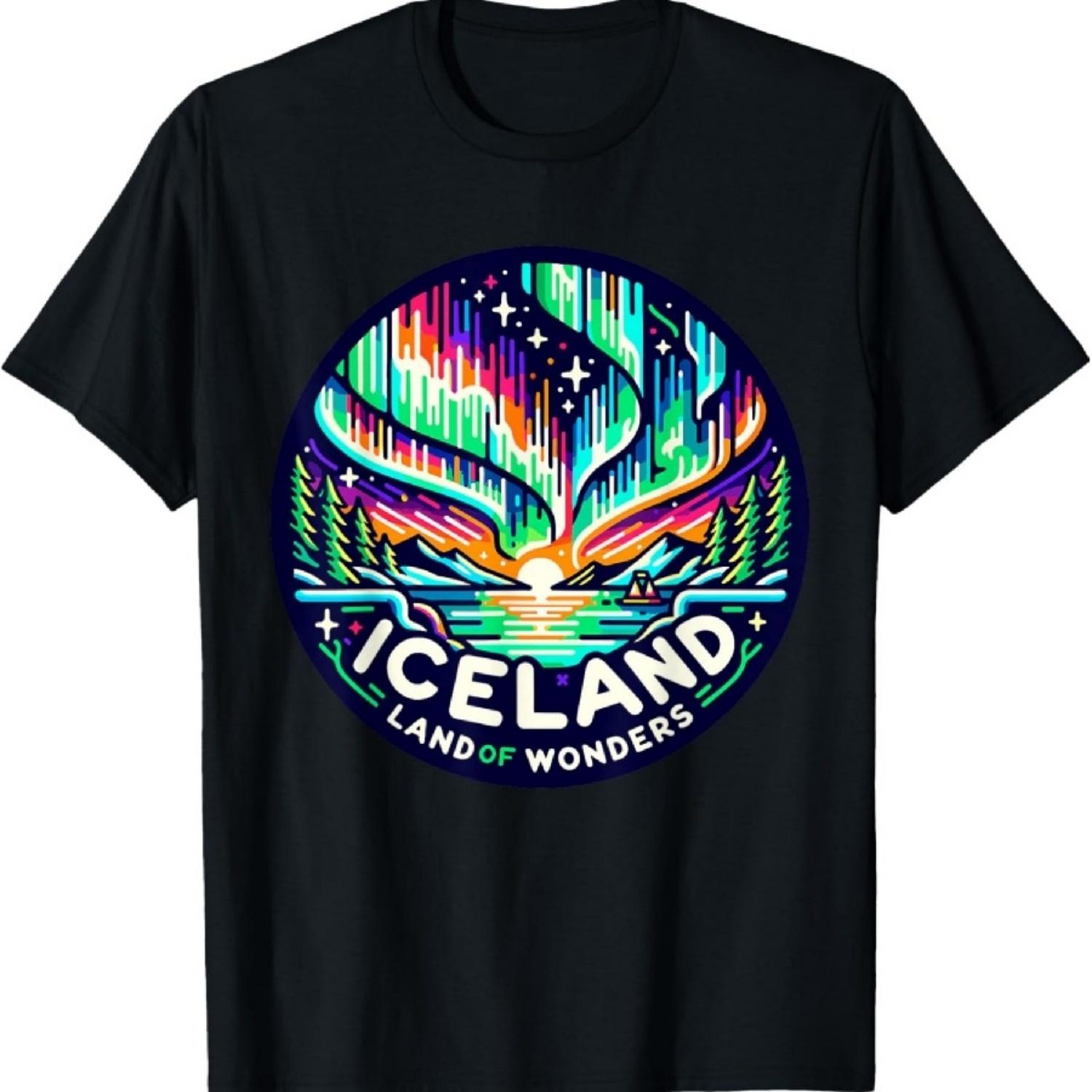 Футболка с изображением Северного сияния Исландии S