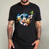 Cotton Black T-shirt for Men Disney Mickey Mouse Pattern Women's T-shirt Anime Tops Summer Fashion Couples Section Short-Sleeved