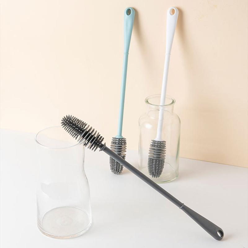 Měkký kartáč na láhve, izolační kelímek, ohebná hlava kartáče, mytí bez slepé uličky, dlouhá rukojeť, silikonový čisticí kartáč, domácí nástroj