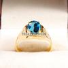Anello da Uomo in Argento Sterling 925 Placcato Oro con Topazio Blu Londra Ovale #B231 JL375675983952