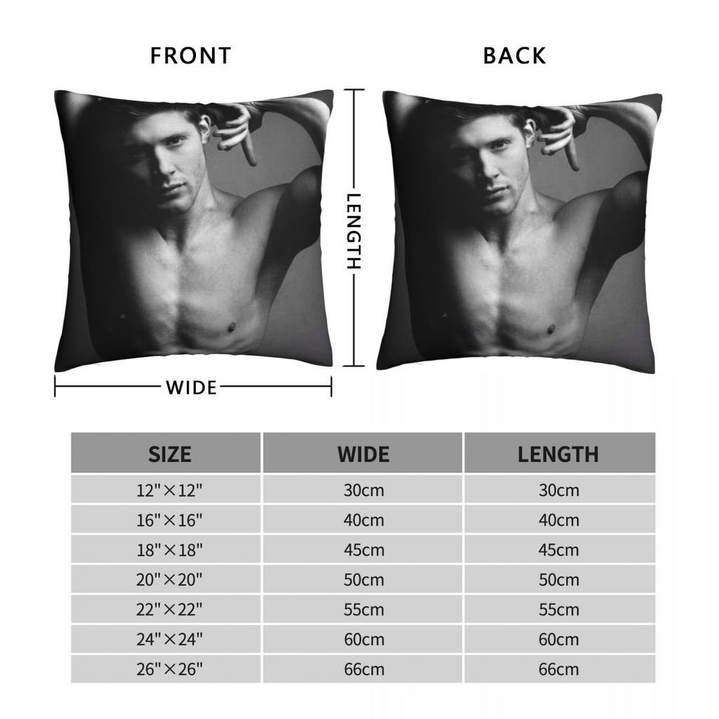 Jensen Ackles Shirtless Pillowcase Polyester Linen Velvet Pattern Zip Decorative Car Cushion Case 45x45