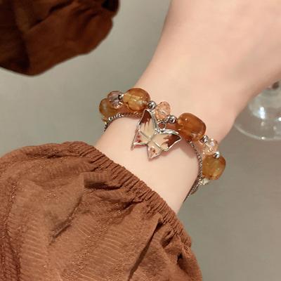 Dámský náramek Maillard Oil Drop Butterfly Dvouvrstvý náramek Retro Niche Všestranný náramek Personalizovaný design Ruční šperky Dárek