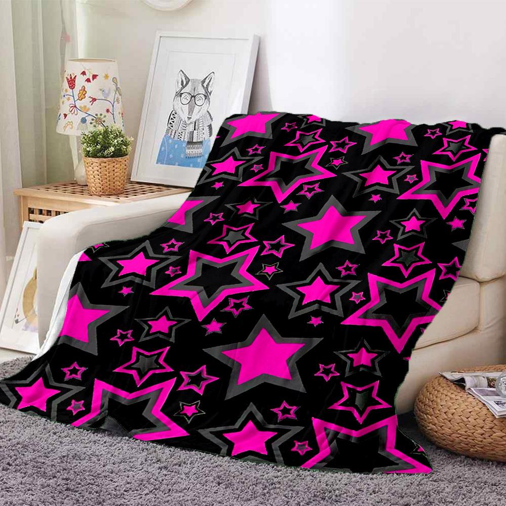 1pc Pink Star Pattern Blanket Warm, Cozy, And Soft, Suitable for Sofas, Beds, Cars, And Office Use.Perfect for Camping And Travel, Making It a Great G