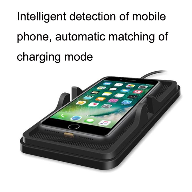 C6 15W 2 In 1 USB Multi-Function Car Wireless Charger Anti-Slip Launching Pad(Black)