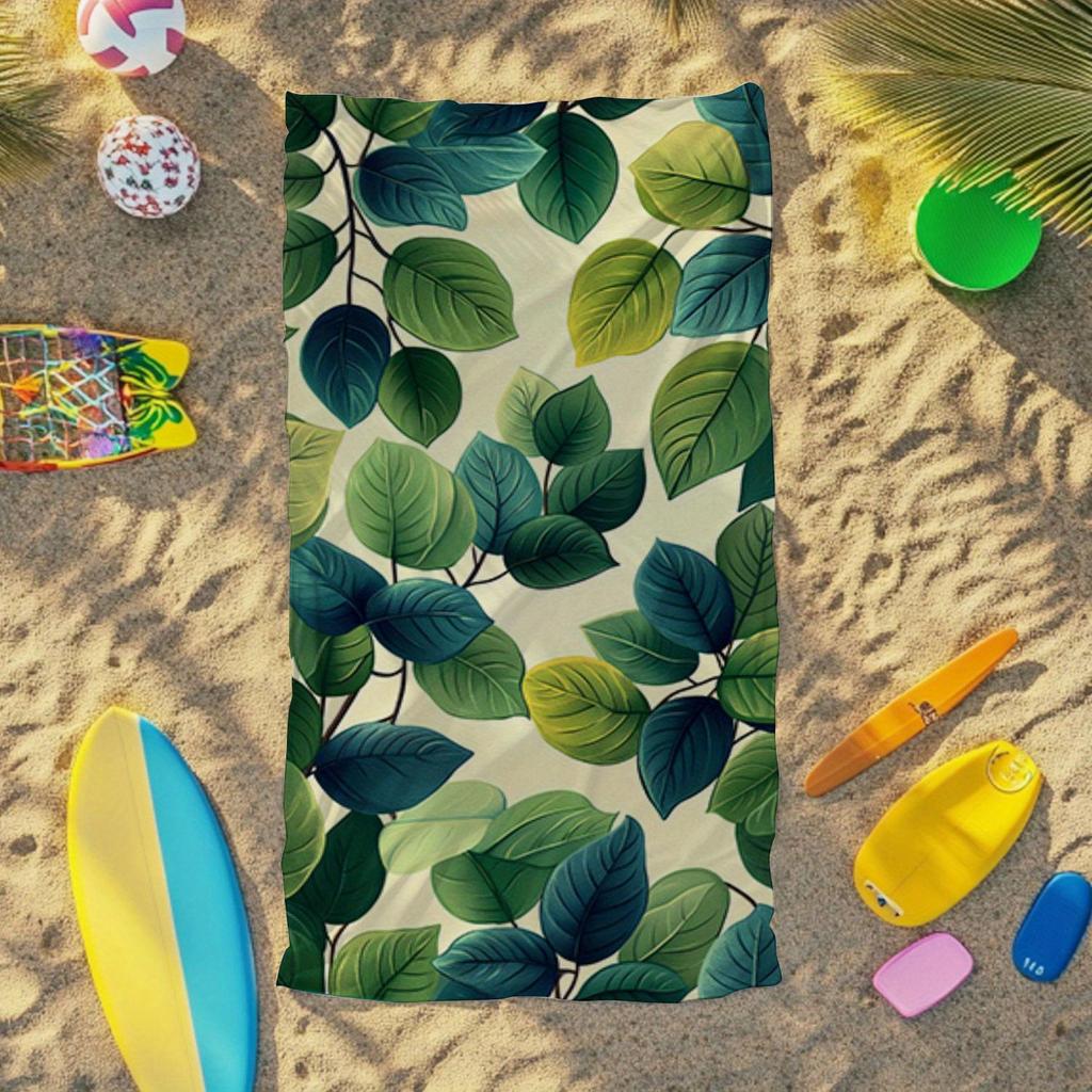Leaf Pattern Beach Towel for FunMicrofiber Terry Bath Towels for Yoga, Travel, Swimming, Fitness and Camping