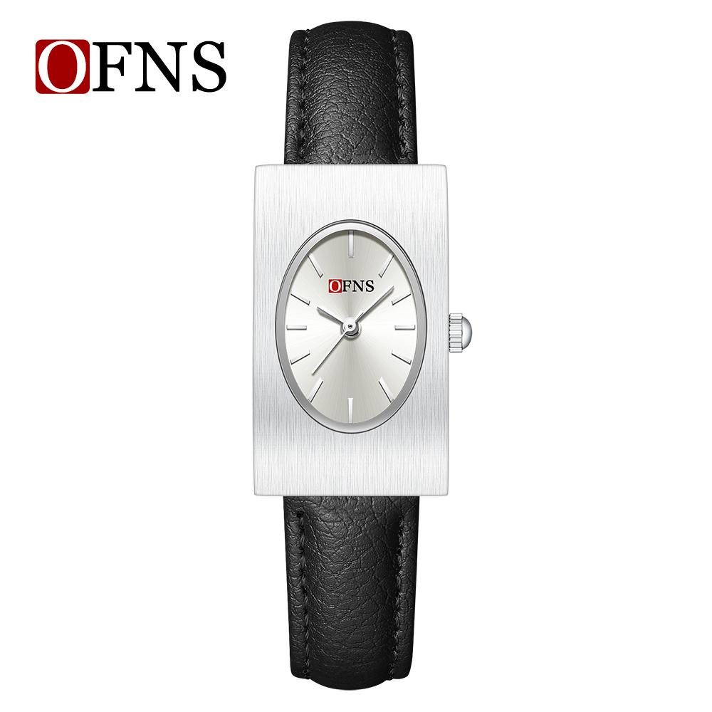 New Fashion Ofns Top Brand 1547 Exquisite Business Women's Quartz Watch Simple Rectangular Retro Light Luxury Niche Alloy