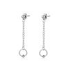 2pcs/set Black Or Silvery Unisex Punk Stainless Steel Cross Cone Feather Chain Pendant Hoop Earrings Ear Stud Jewelry Set