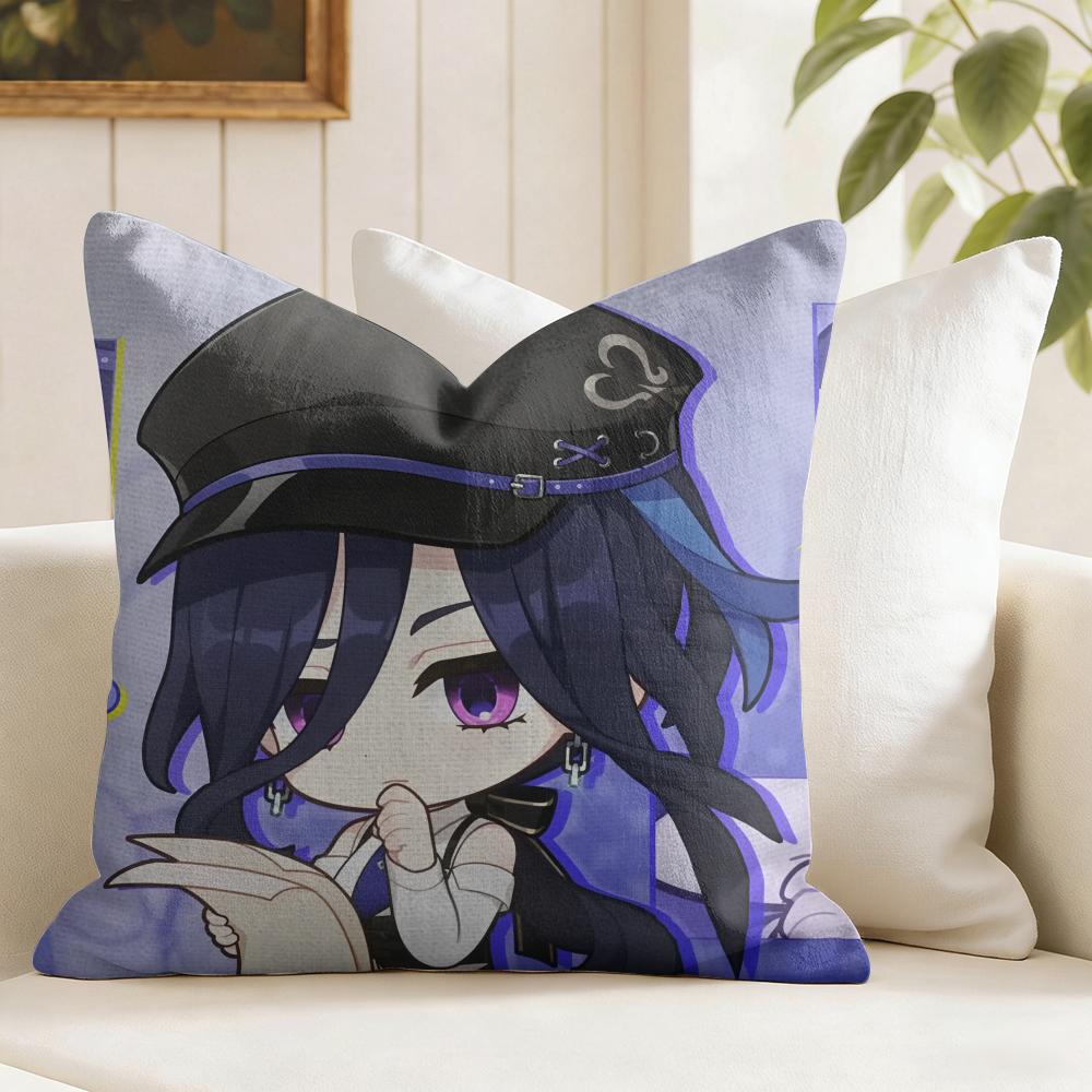 Game Genshin Impact Clorinde Cushion Cover Natural Linen Double Sided Print  Throw Pillow Case for Sofa Couch Home Decor