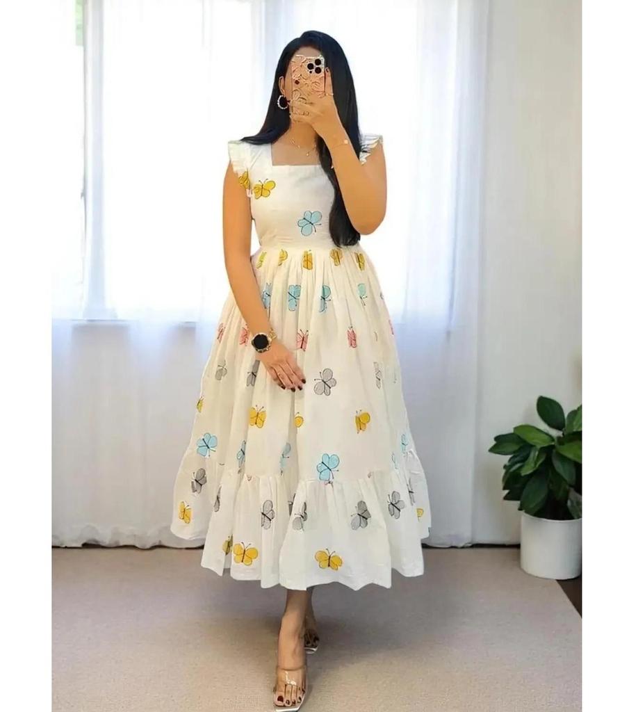 Women Fit and Flare Beige Midi/Calf Length Dress
