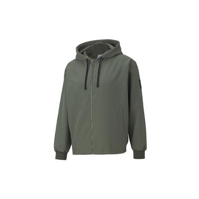 Casual Drawstring Fleece-Lined Hoodie Jacket Men Outerwear Dark-Green 530273-64