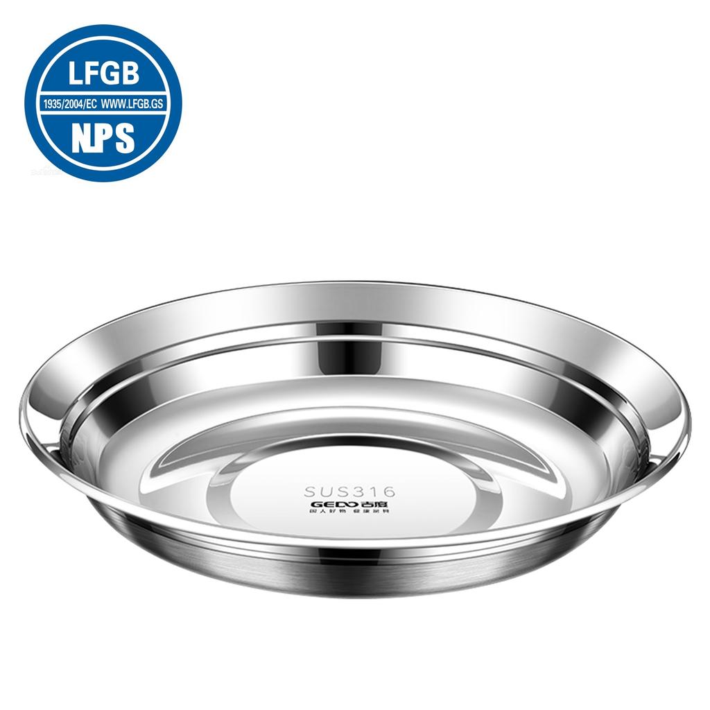 LFGB Certificated 316L Stainless Steel Restaurant Plate 99.9% Anti-bacterial Kitchen Food Container Sanitary Banquet Dish