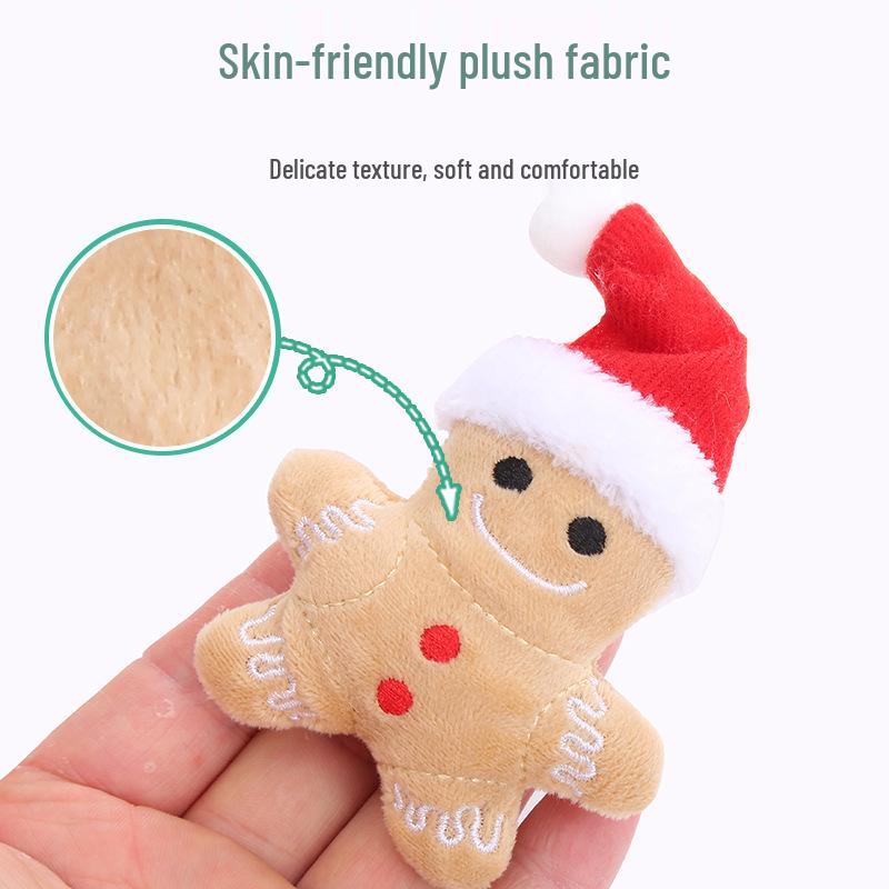 Catnip Gingerbread Hat: Self-Play Interactive Cat Toy - Bite-Resistant & Molar Grinding Pet Supplies for Christmas.