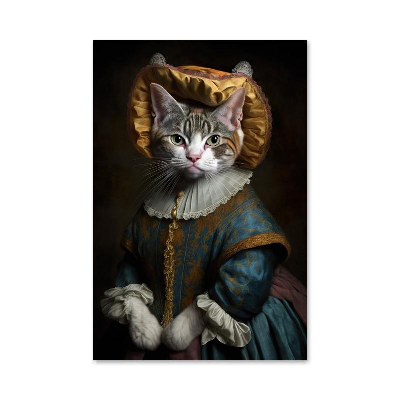 

Аристократический постер с животными в стиле ретро, лев, жираф, кошка, печать на холсте, настенные художественные картины для украшения гостиной и дома 21x30cm No Framed