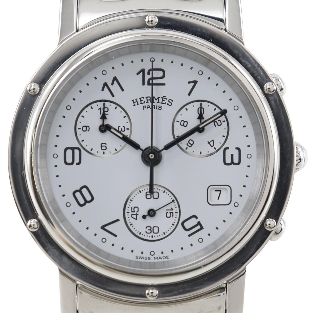 

HERMES Clipper chrono Watches CL1.910 WhiteDial Stainless Steel Quartz Multi-needle analog display mens Used