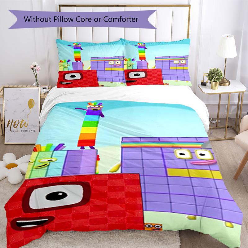 Numberblocks Bettwäsche-Set Atmungsaktiver Bettbezug mit Kissenbezügen Dekorative Bettwäsche für Schlafzimmer Heimdekoration Geburtstagsgeschenk