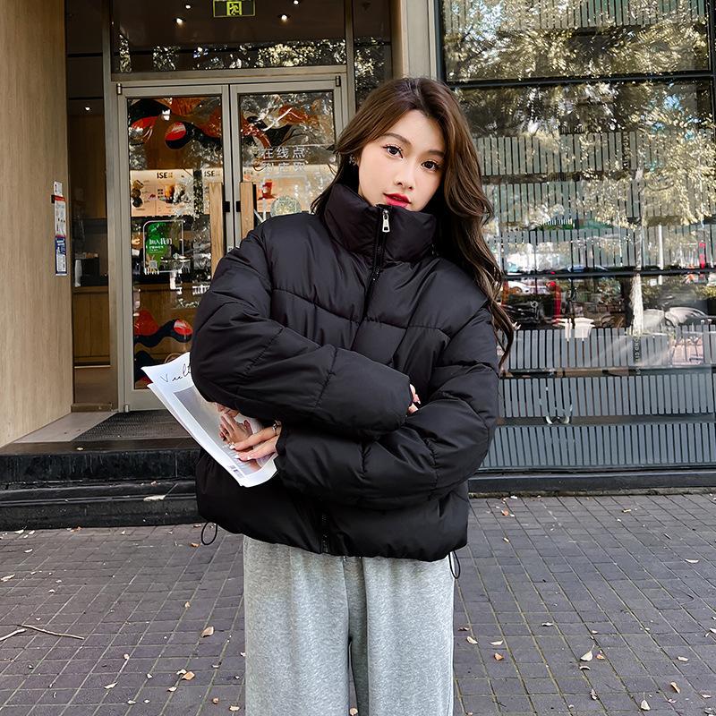 Cotton-padded Jacket for Women New Loose Large Size Down Cotton-padded Jacket Fashionable and Versatile Black Cotton-padded Jacket