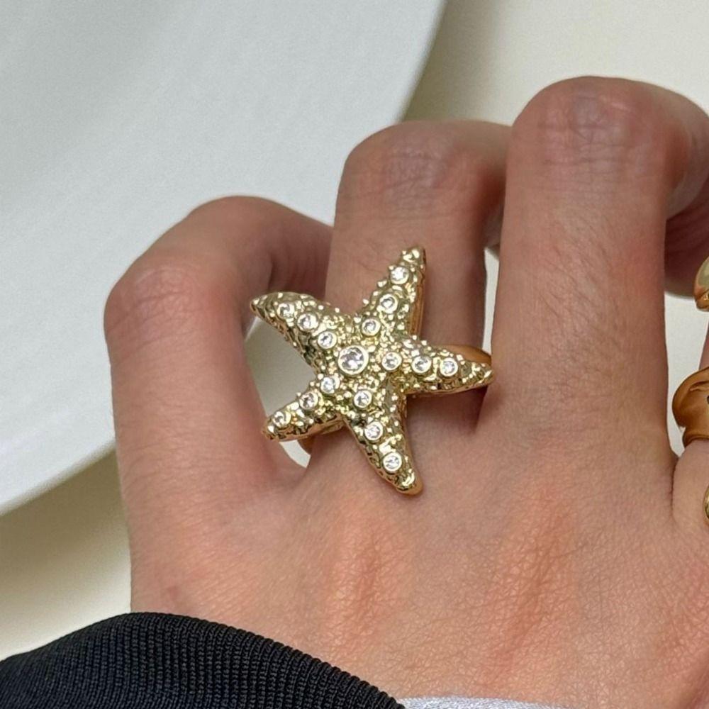 Jewelry Accessories Metal Starfish Ring Korean Style Vintage Finger Buckle  Gift