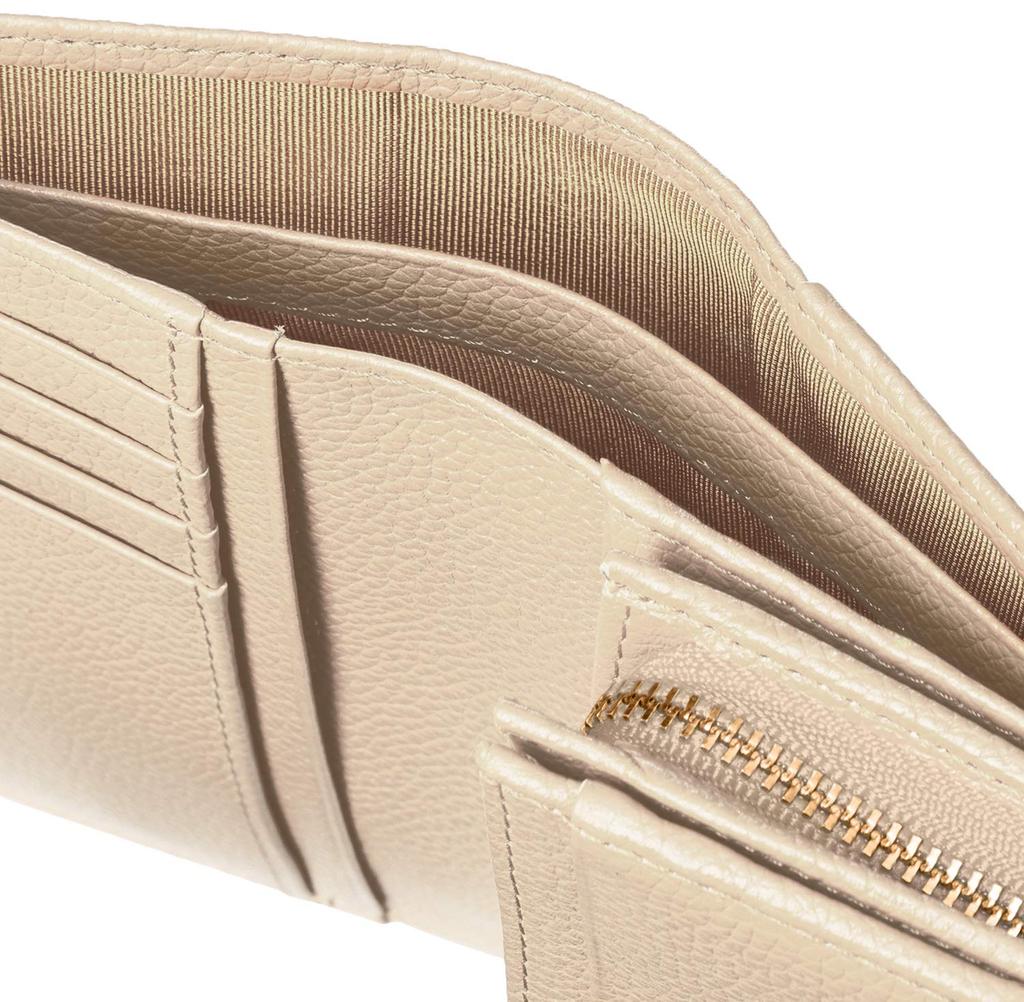 Marie Claire Women's Bifold Wallet, Genuine Leather, Zippered Coin Purse, Large Capacity, Carrousel Brand, 88649-40, Beige