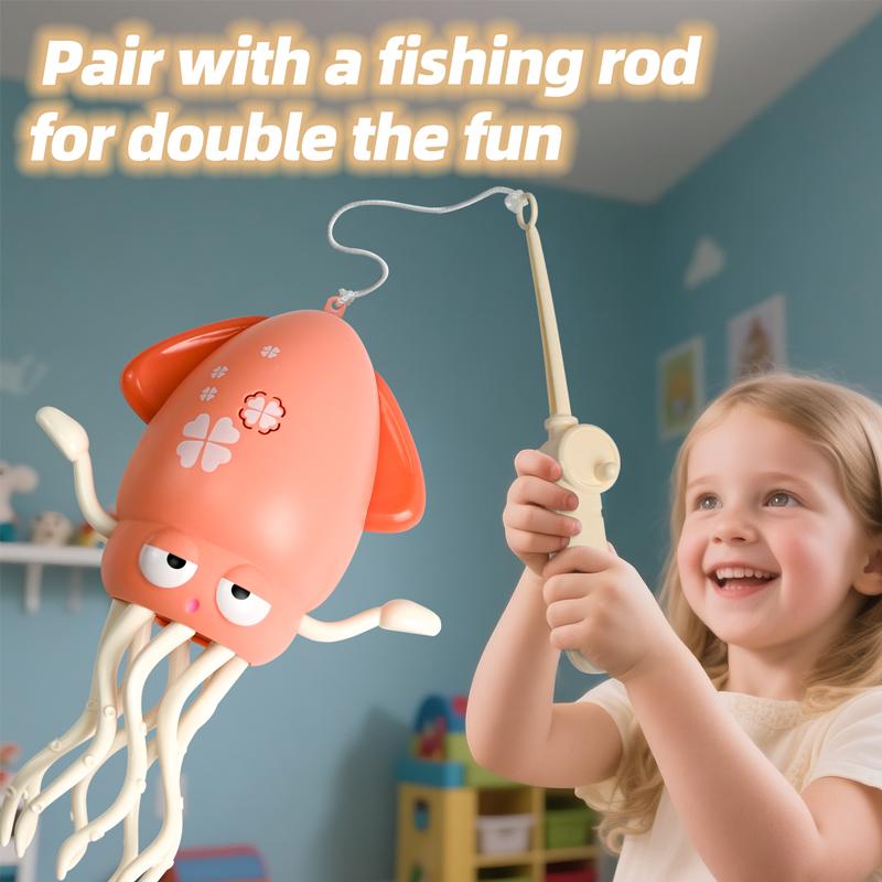 Electronic Dancing Squid Toys with Light&Music Funny Induction Lying Flat Squid Toddler Interactive Development Tummy Time Gifts