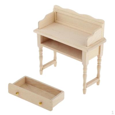 1:12 Wooden Dollhouse Furniture - Toy for Kids Wood Miniature Writing Desk/Makeup Table Model Doll