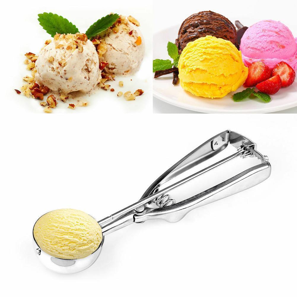 Tetikli Kalın Paslanmaz Çelik Dondurma Kaşığı Meyve Toplayıcı Ölçü Kaşığı Hamur İşleri Meyve Kurabiye Hamuru Cupcake İçin