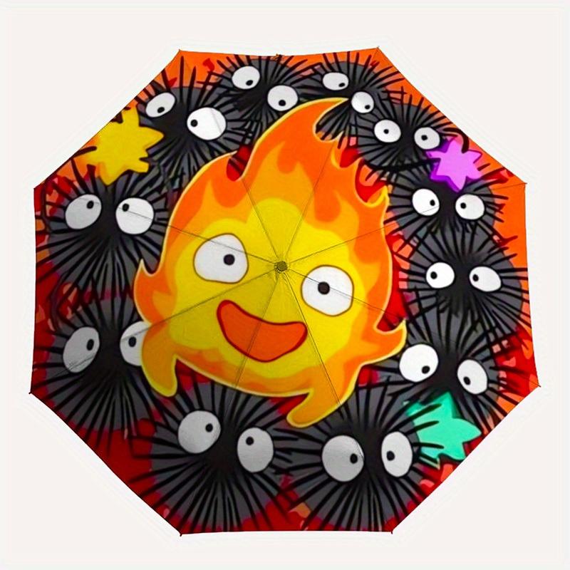 1pc Flame Friends Umbrella with Plastic Handle,Suitable for All Seasons Home Travel Outdoor UmbrellaM1236