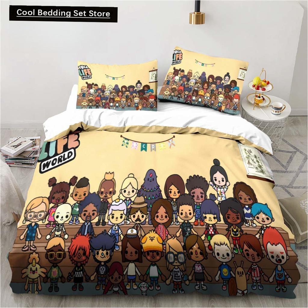 New 3D Cartoon Game Toca Life World Bedding Set Duvet Cover Bed Set Quilt Cover Pillowcase Comforter King Queen Size Boys Adult