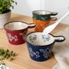 Ceramic Bowl with Handle Multifunctional Baking Bowl Oven Microwave Handmade French Tableware Coffee Cup Breakfast Cereal Bowl