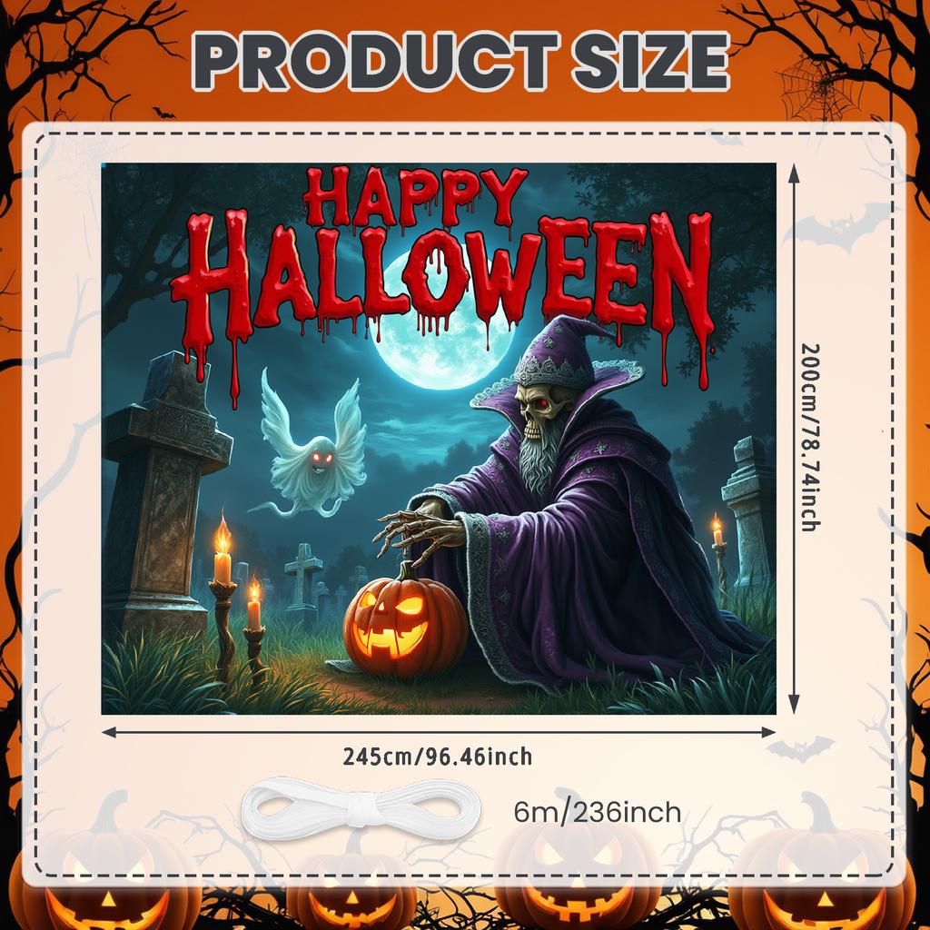 Ghost Decoration Full Moon Halloween Banner Pumpkin Decor Pumpkin Lantern Happy Halloween Sign For Party Prop Holiday Themed