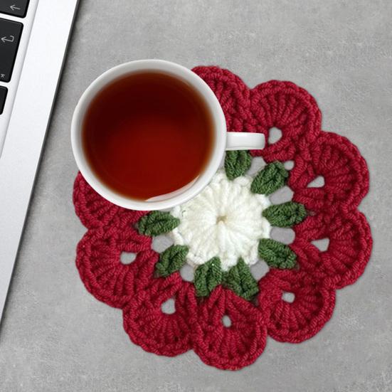 Flower Knitted Coasters Heat Insulation Placemat Non-slip Coaster Anti-scald Table Mats Kitchen Accessory