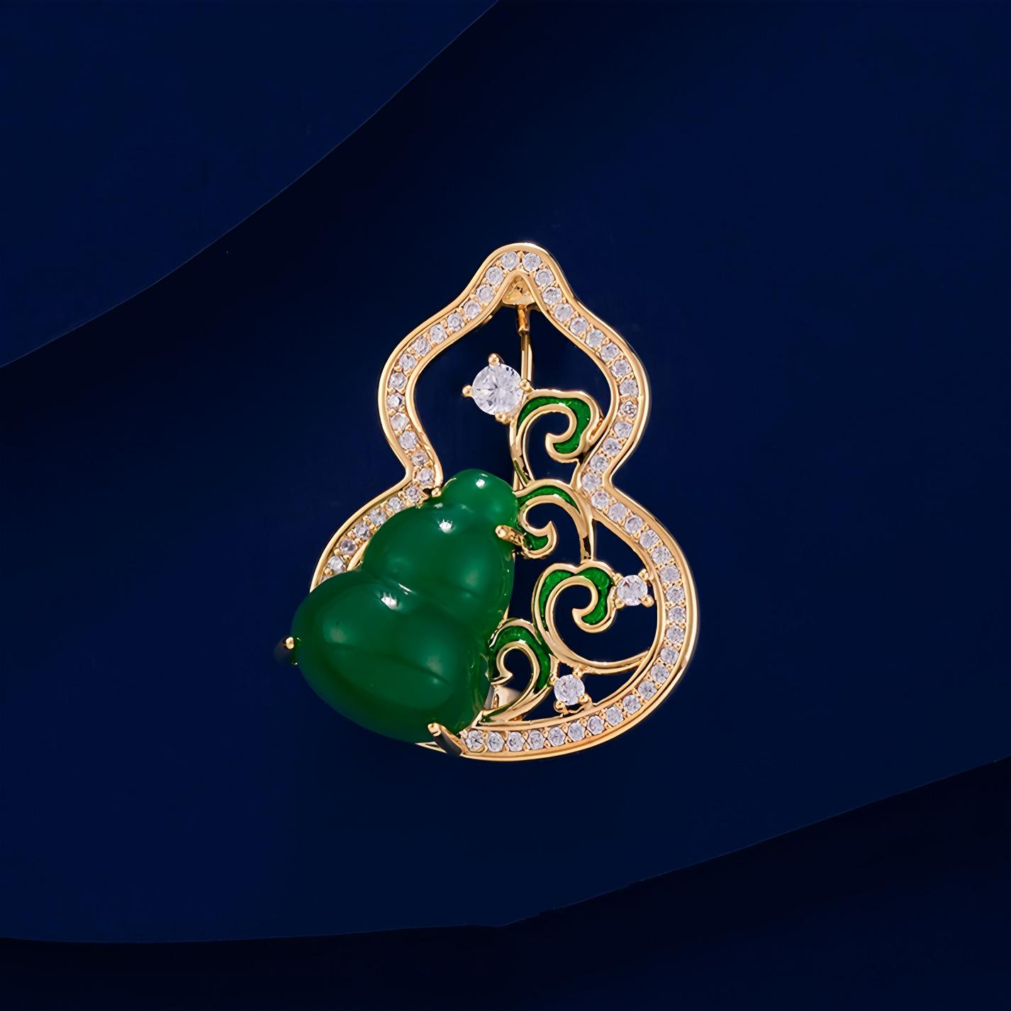 

High-end Women s National Fashion Gourd with a Sense of Luxury and Good Fortune Brooch 1*2CM