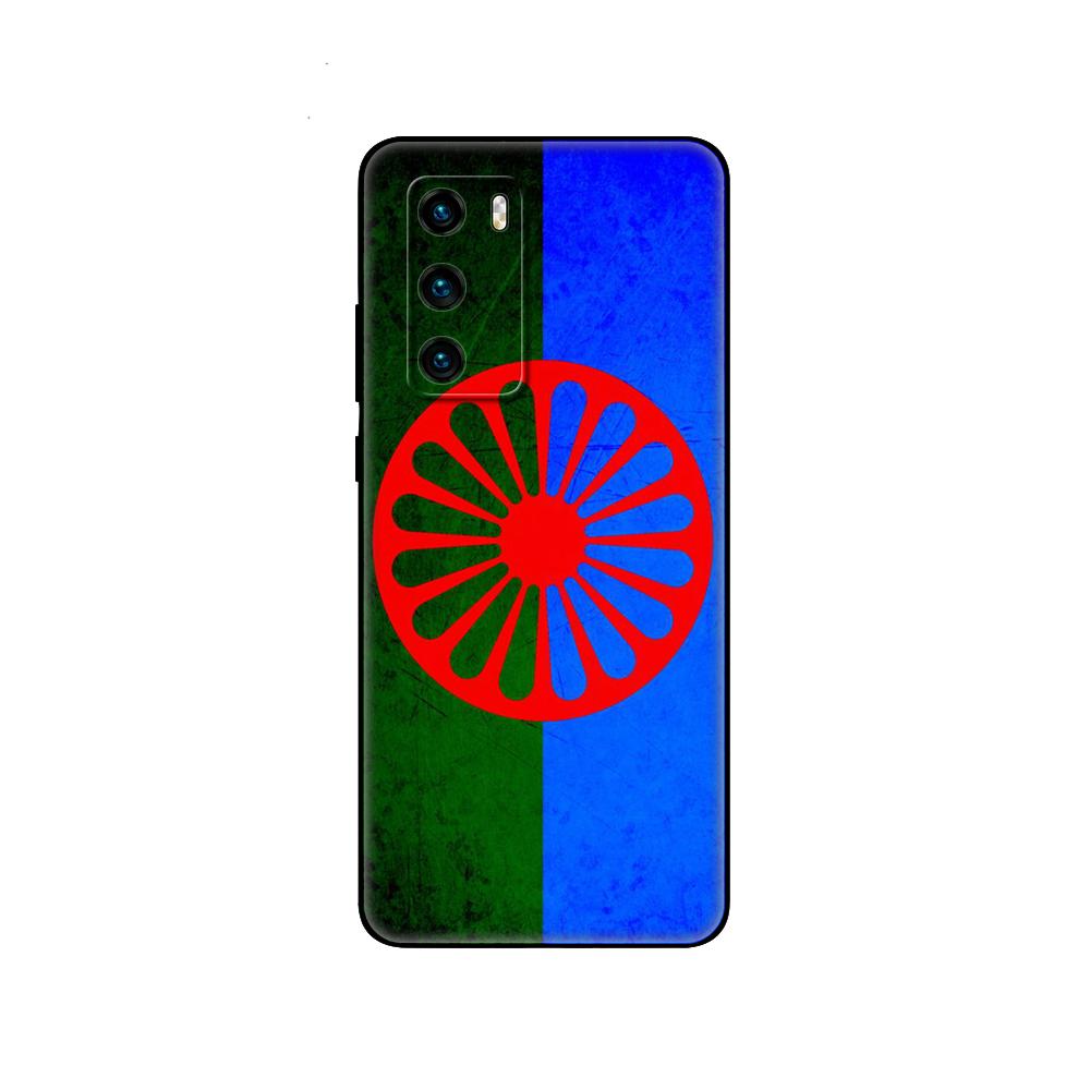 Černé tpu pouzdro pro Huawei P30 Lite P30 Pro P40 pouzdro pro Huawei P40 LITE EP Smart 2020 Pouzdro Kryt Gypsy Romani Roma Flag
