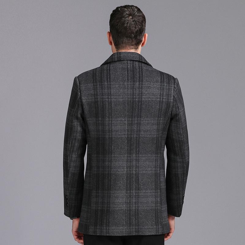 

Осенне-зимнее шерстяное пальто мужское кашемировое ветровка в клетку мужское шерстяное пальто средней длины двухстороннее шерстяное 195