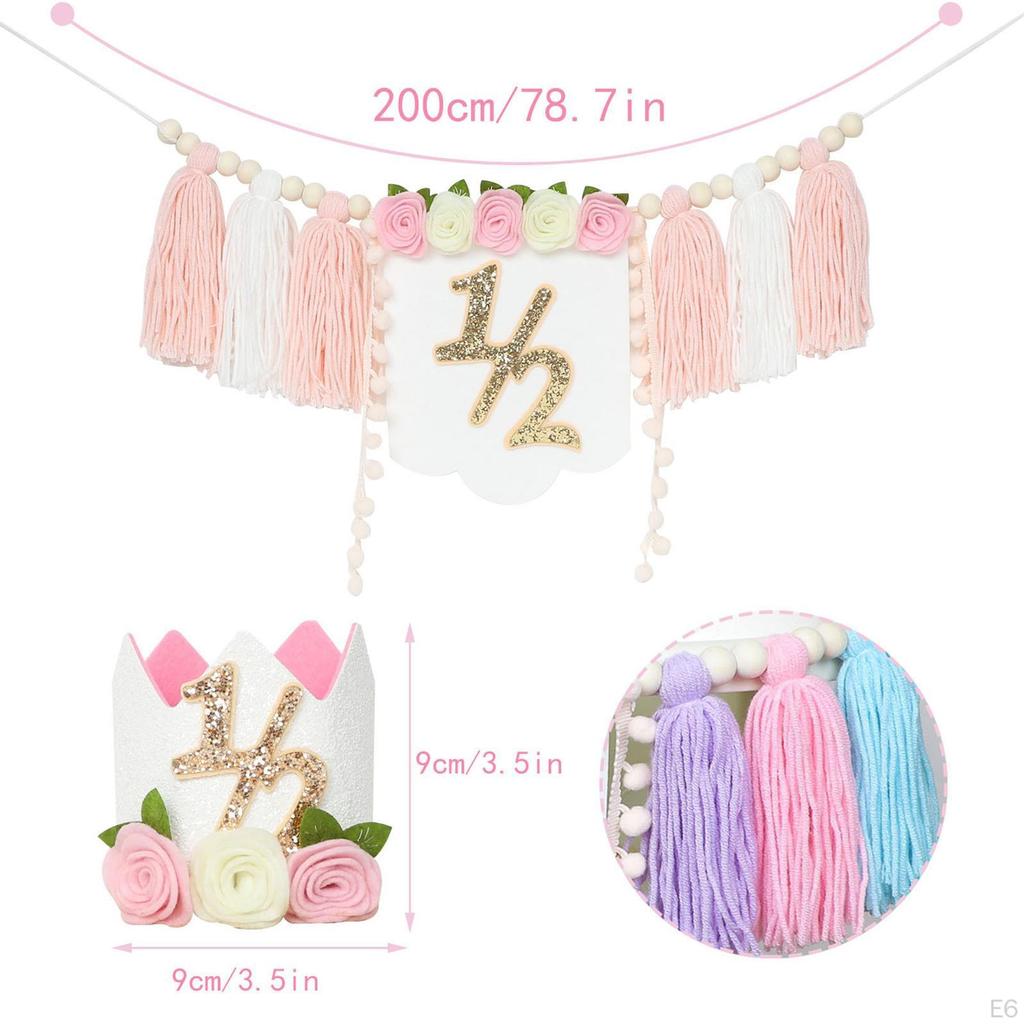 1/2 Birthday High Chair Banner Backdrop Decor Party for Celebration