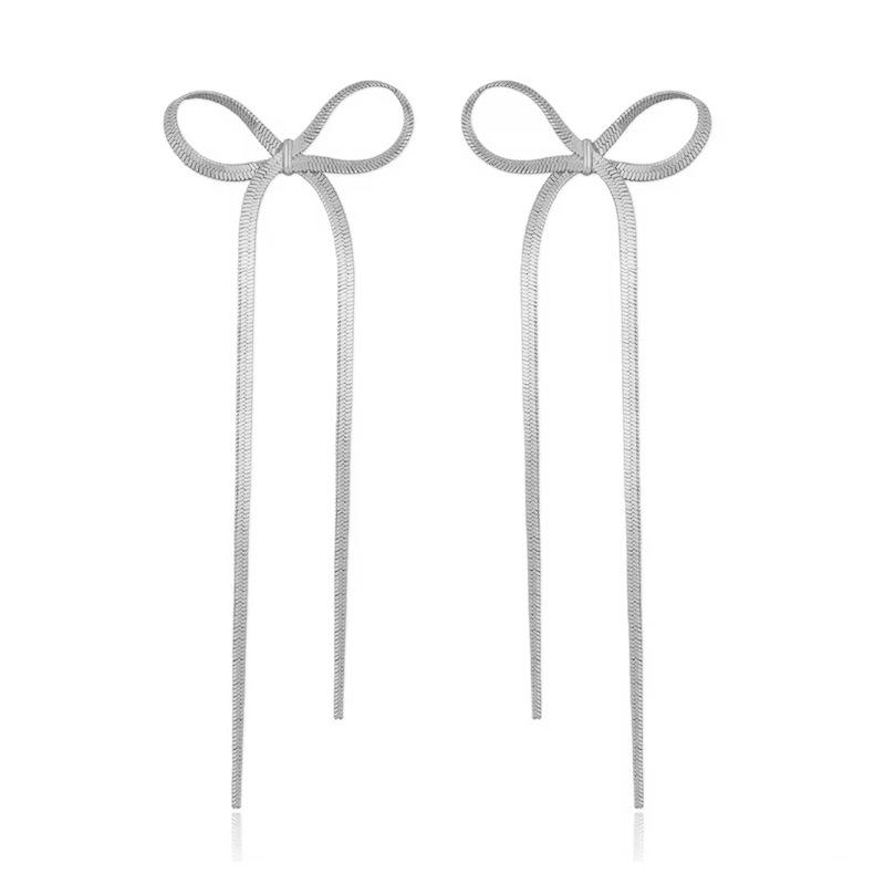 European-American Bow Snake Bone Stud Earrings: Luxurious, High-End Fashion for Women