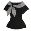 Tricouri Bumbac Îmbrăcăminte Femei Modă Neregulate Camisetas Topuri Y2k Ropa Mujer Carouri Guler Marinar Kawaii Tricouri de Vară