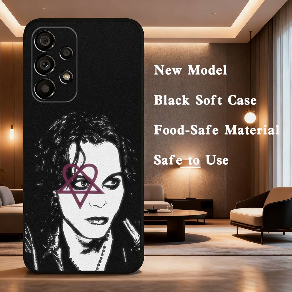 V-Ville Valo Finnish vocalist Phone For Samsung Galaxy A53,31,52,72,41,22,73,32,71,Note,J7,8,9,5G Soft Black Silicone Case