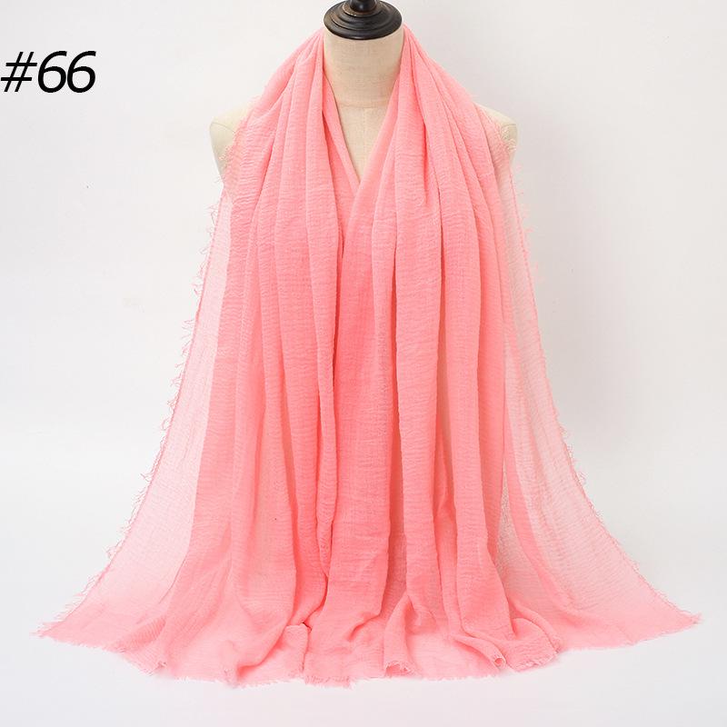Solid Color Wrinkled Cotton-Linen Feel Women's Headscarf with Fur Edge