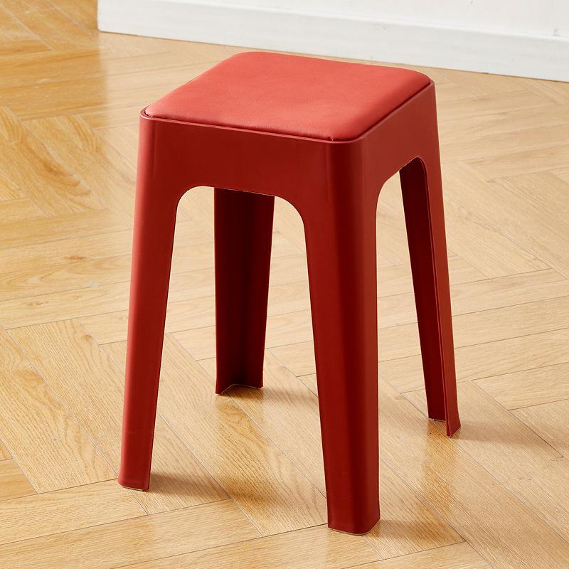 Stackable Non-slip Upholstered Plastic Stool for Dining, Living Room & Storage