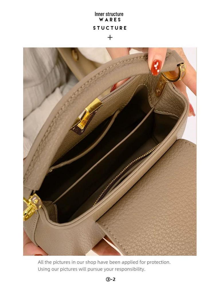 2025 Summer Women's High-End Lychee Grain Genuine Leather Crossbody Handbag