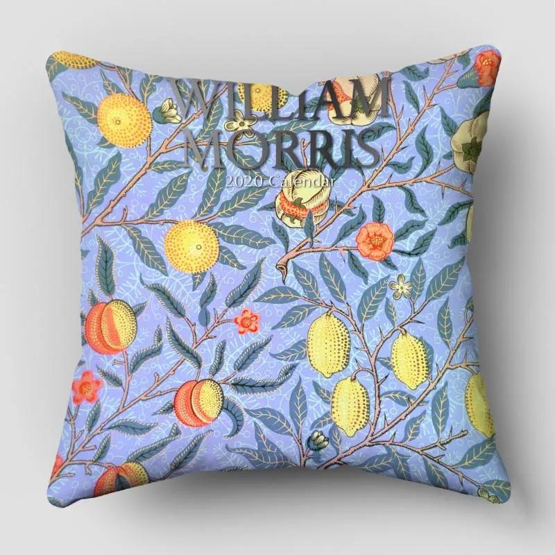 William Morris Pillow Cover Bedroom Home Office Decorative Pillowcase Square Zipper Pillow Cases Satin Fabric Eco-Friendly