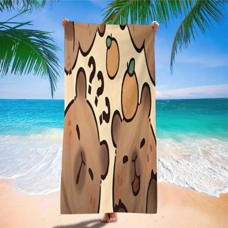 1pc Cute Cartoon Animal Print Microfiber Beach Scarf Quick-Dry Lightweight Travel Towel Blanket, Sand-Resistant Summer Accessory W30*H60(CM)