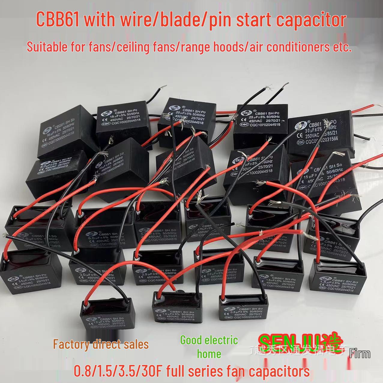 

Пусковий конденсатор CBB61 450В для вентиляторів, доступний від 1 мкФ до 20 мкФ 3UF 450V Four Pin